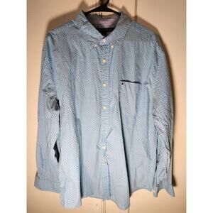 Tommy Hilfiger Men's Blue Polka Dot Classic Fit L/S Button Down Shirt XL